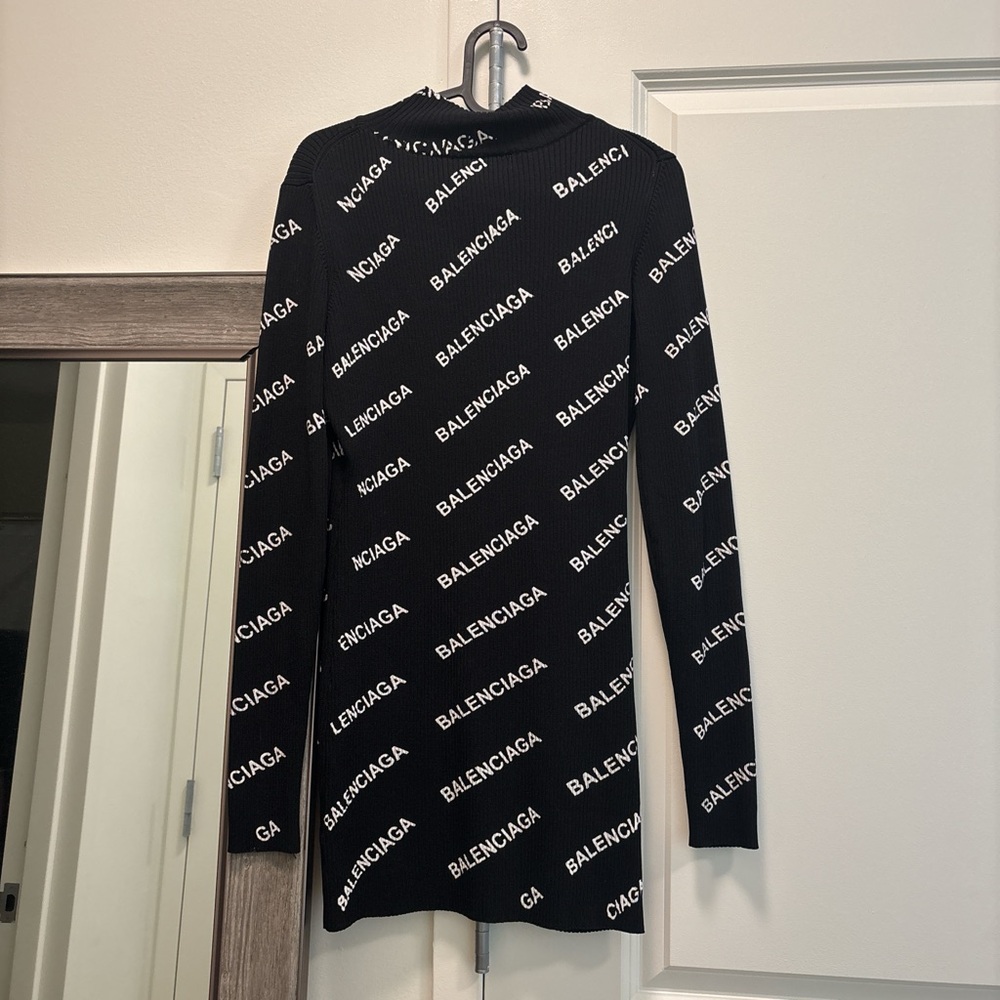 Balenciaga Black and White Logo Knit Top